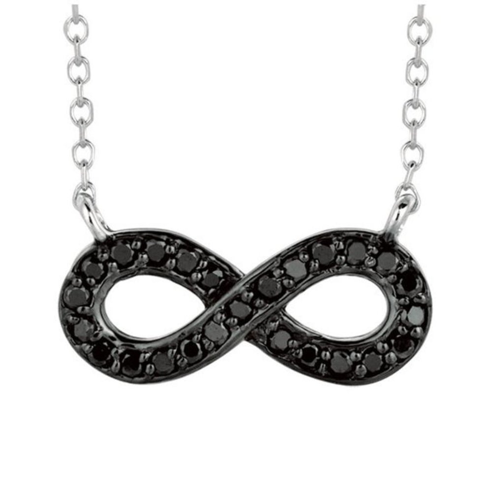 0.15 Carat Black Diamond Infinity Necklace 14K Whi